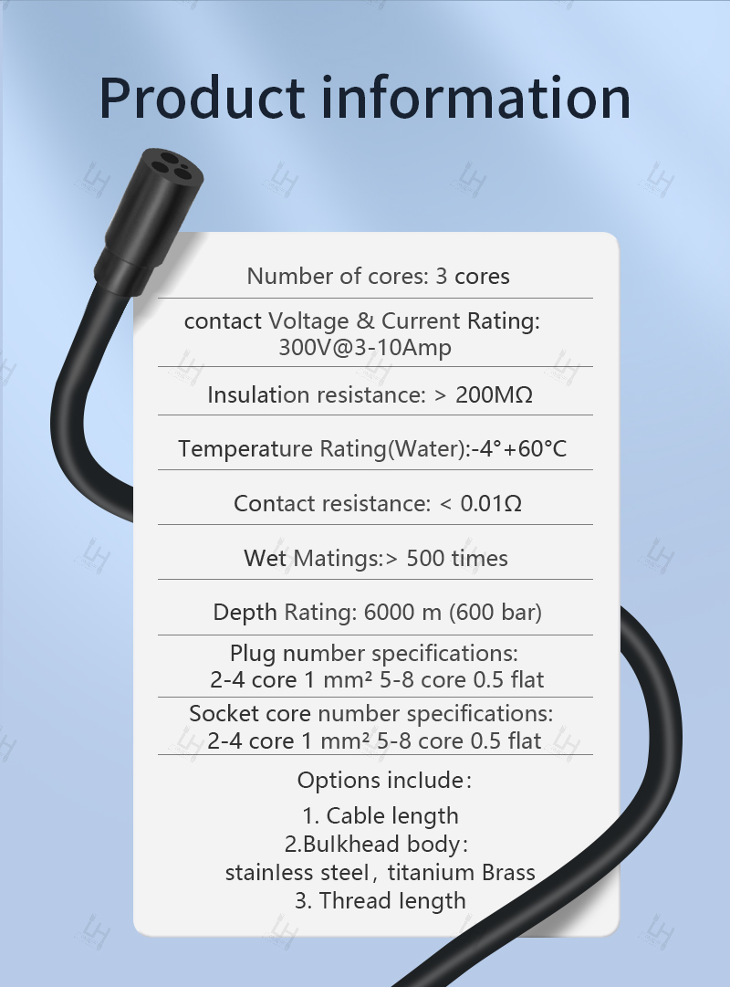 MCBH3F 3Pin Waterproof Subsea Plug Male/Female Underwater Connector for ROV and Marine Instruments